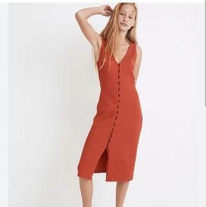 Madewell Organic Cotton Ribbed Button Down Tank Midi Dress, Size XXS